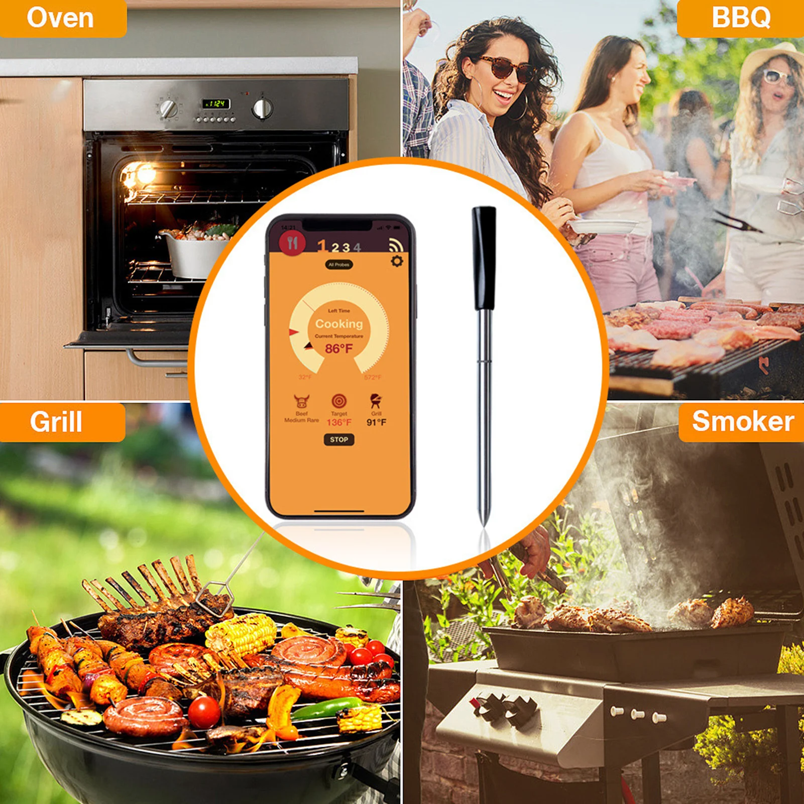 BBQ Wireless Meat Thermometer for Oven Grill Bluetooth Probe Smart Waterproof Smoker Temperature Thermometer Kitchen Accessories
BBQ Wireless Meat Thermometer for Oven Grill Bluetooth Probe Smart Waterproof Smoker Temperature Thermometer Kitchen Accessories