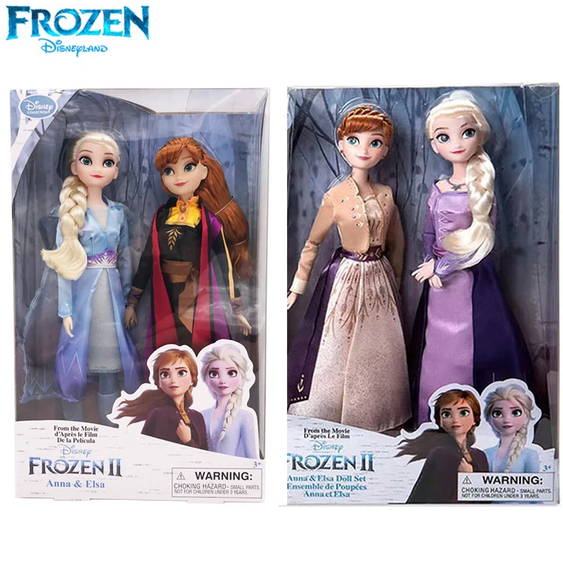 

Disney 2pcs Frozen 2 Princess Elsa Anna Kawaii Toys Anime Dolls Plastic Movable Joints Action Figures Toy For Children Girl Gift