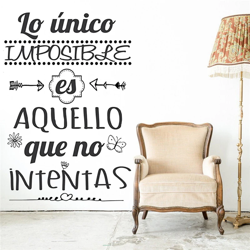 Lo único Imposible Es Aquello Que No Intentas Spanish Quotes Wall Decals Mural Vinyl Office Livingroom Home Decor Sticker RU2163
Lo único Imposible Es Aquello Que No Intentas Spanish Quotes Wall Decals Mural Vinyl Office Livingroom Home Decor Sticker RU2163