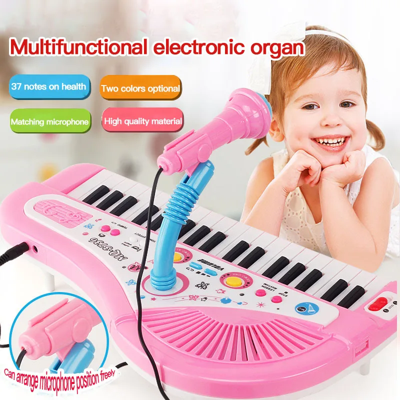 

Kids Piano 37 Keys Mini Electronic Organ Musical Piano Teaching Keyboard With Microphone Educational Toys For Kids Girls
