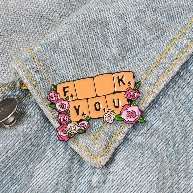 

Rose Flowers Keyboard Enamel Pins Attitude Badges Custom Brooches Clothes Lapel Pin Plant Jewelry Gift for Cool Guys Wholesale