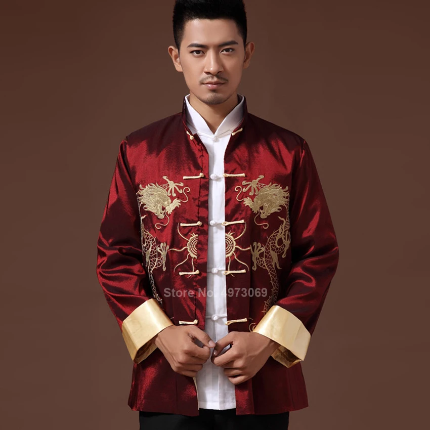 Мужская одежда 2021 костюм танга с вышивкой дракона традиционная китайская для