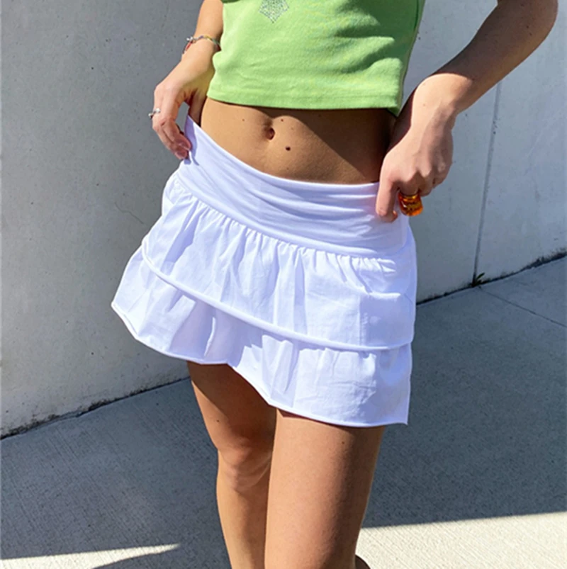 Summer Women Layered Mini Skirt Ruffle Hem Solid Color Ruched Elastic Waist A-line Skirt For Ladies Girls Bottoms Clothes S M L
Summer Women Layered Mini Skirt Ruffle Hem Solid Color Ruched Elastic Waist A-line Skirt For Ladies Girls Bottoms Clothes S M L