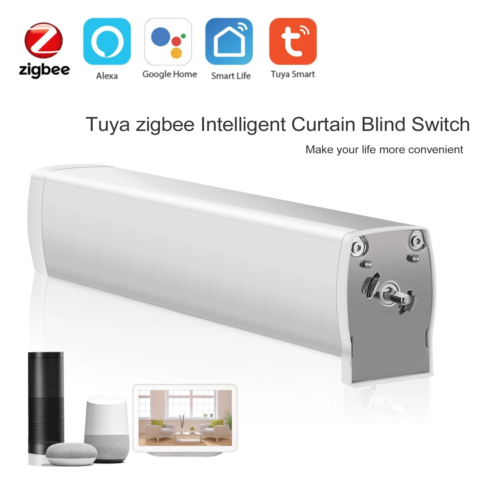 Умный переключатель для штор Tuya ZigBee, Электрический моторизованный роликовый затвор для штор, совместим с Alexa Google
Умный переключатель для штор Tuya ZigBee, Электрический моторизованный роликовый затвор для штор, совместим с Alexa Google