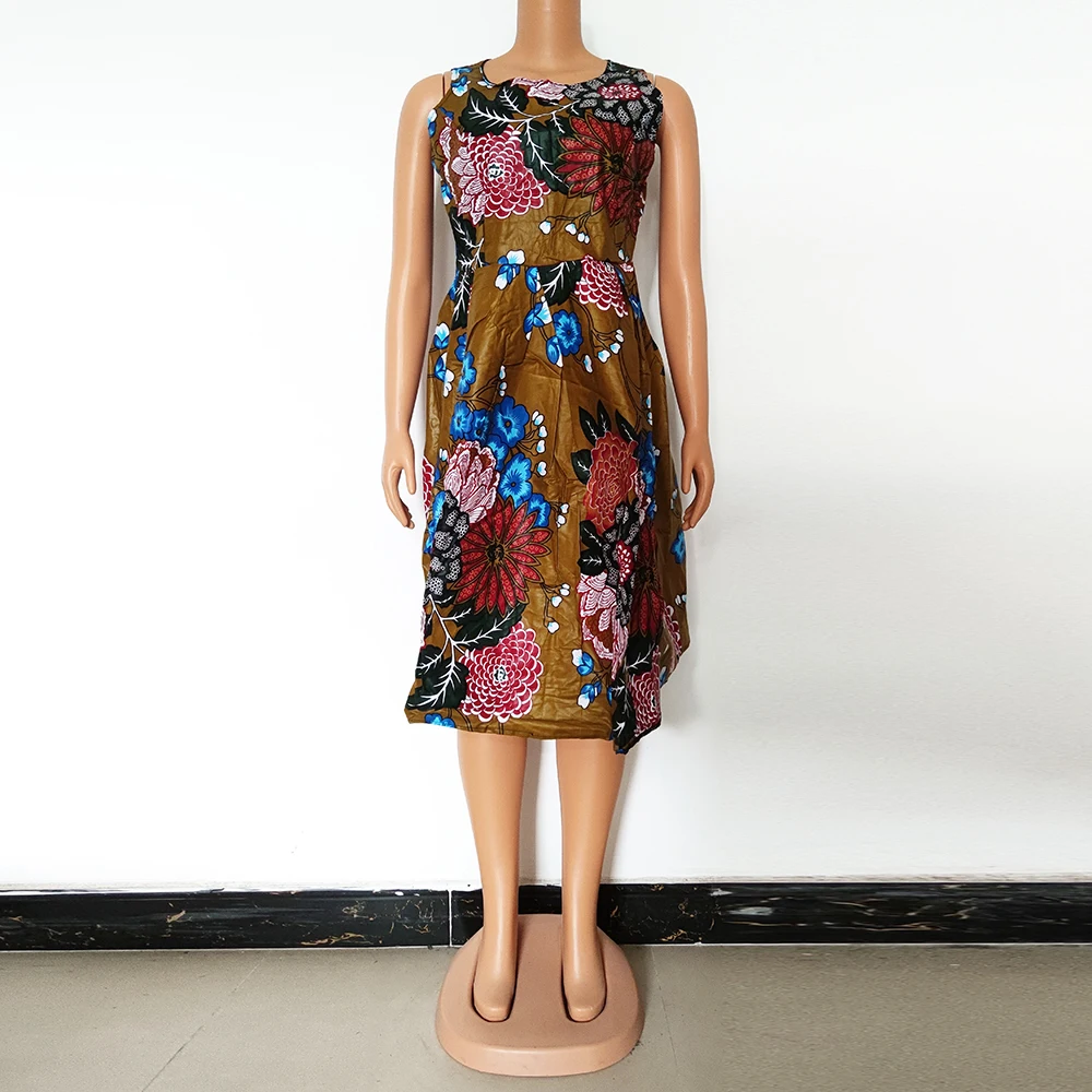 African Dresses for Women Sleeveless Cotton Wax Dashiki Floral Print Bazin Robe Africaine Ladies Clothes Female Dress Party
African Dresses for Women Sleeveless Cotton Wax Dashiki Floral Print Bazin Robe Africaine Ladies Clothes Female Dress Party