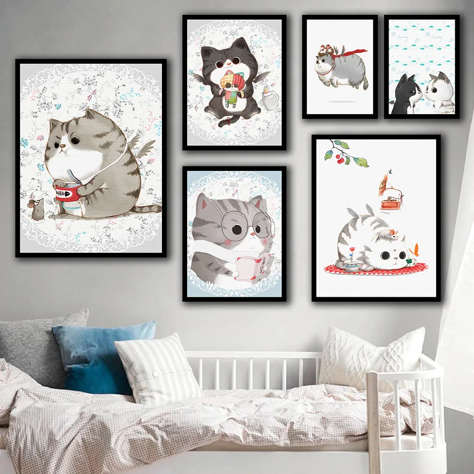 Nordic Ins Decorative Painting Cartoon Animal Cute Cat Frameless Paints Living Room Children's Room Cafe Home Wall Decor Picture
Nordic Ins Decorative Painting Cartoon Animal Cute Cat Frameless Paints Living Room Children's Room Cafe Home Wall Decor Picture