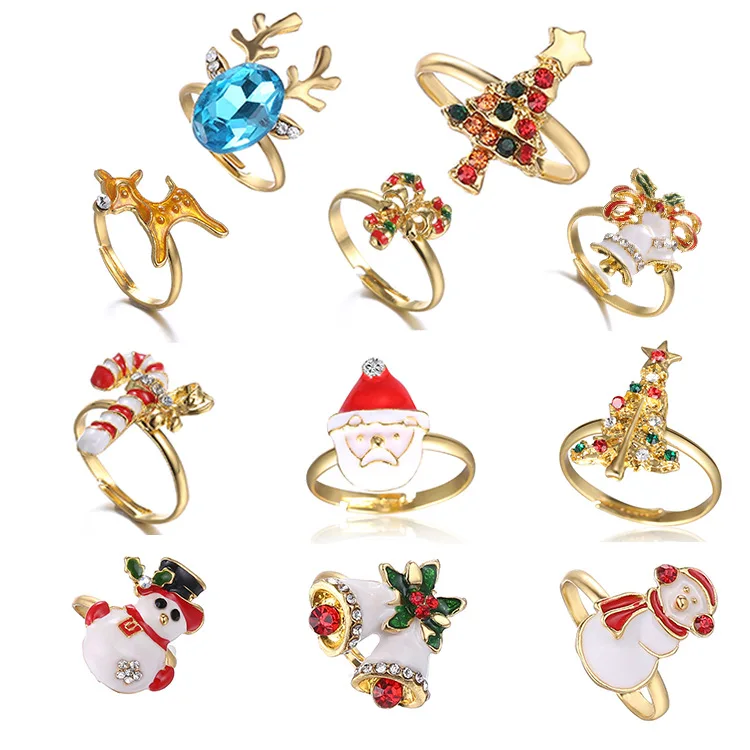 Trendy Christmas Jewelry Cartoon Animal Rings Father Christmas Holiday Gift Santa Claus Crutch Gold Finger Rings For Women Mens
Trendy Christmas Jewelry Cartoon Animal Rings Father Christmas Holiday Gift Santa Claus Crutch Gold Finger Rings For Women Mens