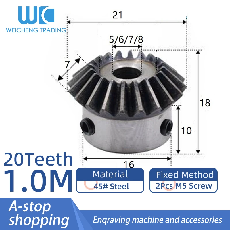 1pcs Bevel gear 1M 20Teeth inner bore 5/6/7/8mm gear 90 degrees Transmission gear DIY carbon steel cnc machine
1pcs Bevel gear 1M 20Teeth inner bore 5/6/7/8mm gear 90 degrees Transmission gear DIY carbon steel cnc machine
