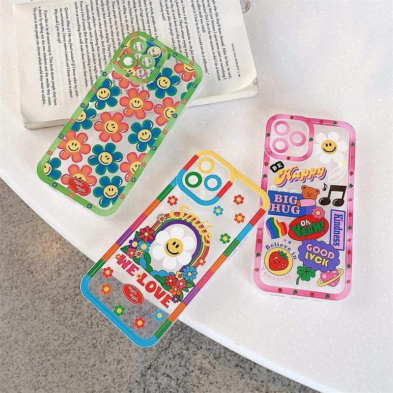 Cute Colorful Smile Flower Phone Cases for IPhone 12 11 Pro Max SE2 SE 2020 7 8 Plus X XR XS Max Lovely Cartoon Clear Soft Cover
Cute Colorful Smile Flower Phone Cases for IPhone 12 11 Pro Max SE2 SE 2020 7 8 Plus X XR XS Max Lovely Cartoon Clear Soft Cover