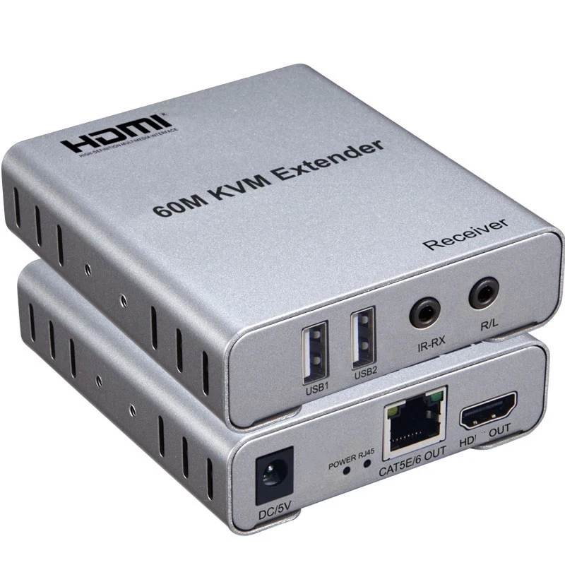 60 м USB KVM HDMI удлинитель по CAT5E Cat6 RJ45 Ethernet кабель передатчик приемник аудио видео