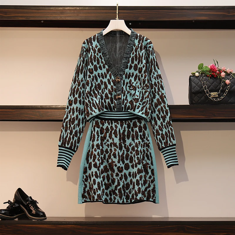 2019 autumn new leopard jacquard knit cardigan jacket + high waist bag hip skirts suit women winter outfits
2019 autumn new leopard jacquard knit cardigan jacket + high waist bag hip skirts suit women winter outfits