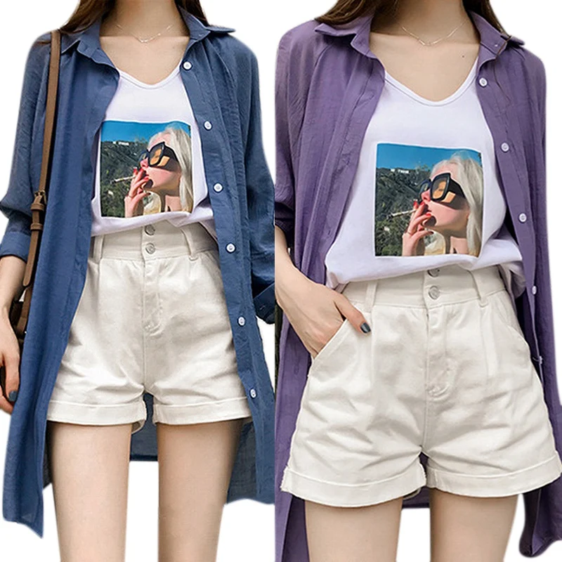 2 Pcs Korean Loose Shirt Long Sleeve Chiffon Mid-Length Sunscreen, Blue XL Size & Purple XXXL Size
2 Pcs Korean Loose Shirt Long Sleeve Chiffon Mid-Length Sunscreen, Blue XL Size & Purple XXXL Size