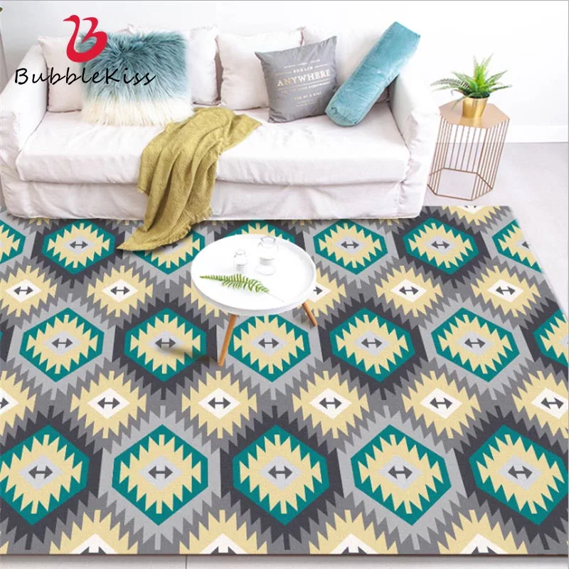 

Bubble Kiss Ethnic Style Geometric Yellow Diamond Rug Home Decor Anti-wrinkle Carpets For Living Room Bedroom Bedside Floor Mat