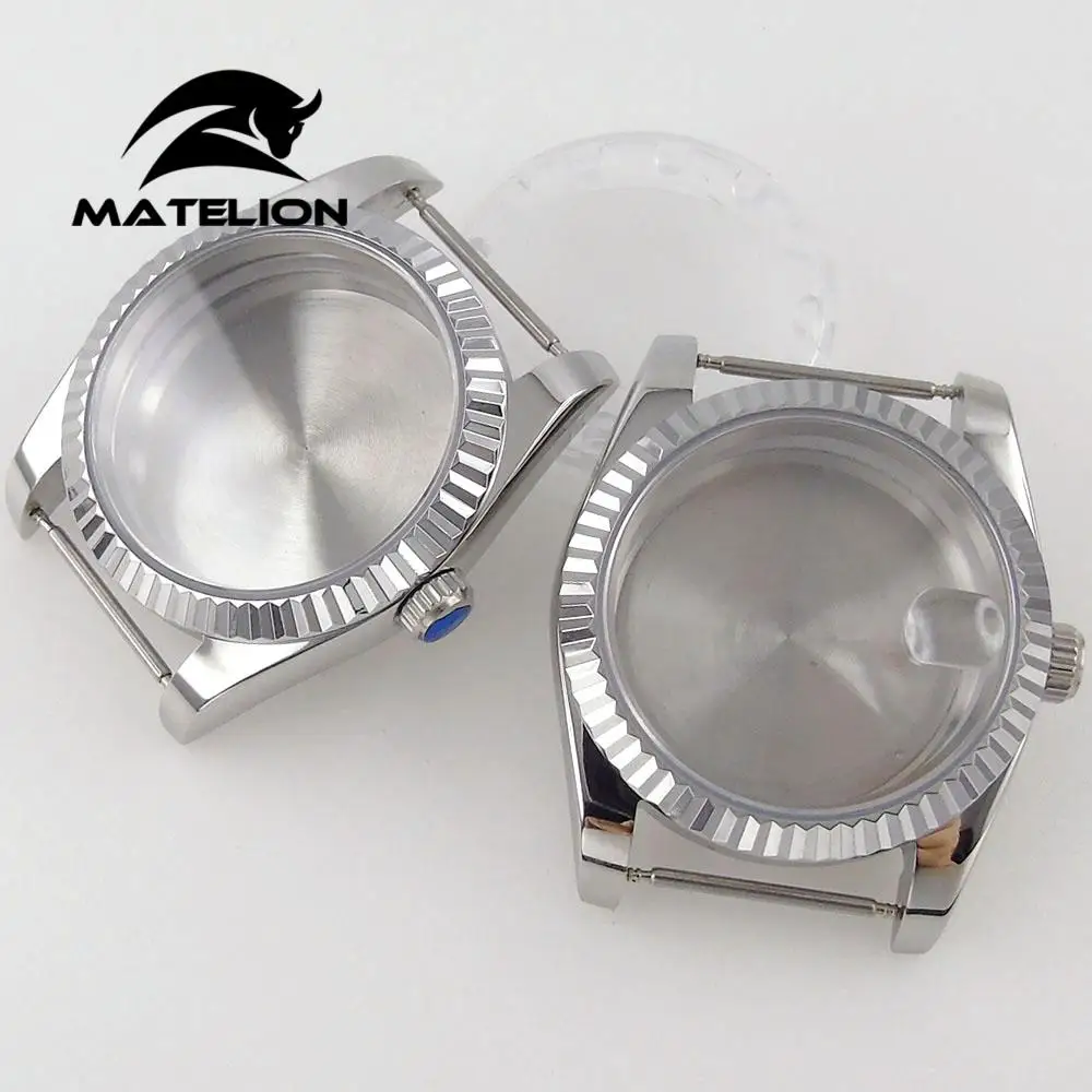 

Fluted bezel 36mm 316L Steel Watch Case Fit For NH35 NH36 Miyota 8215 DG 2813 3804 eta 2836 Movement Sapphire glass