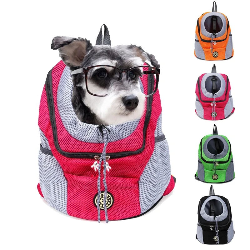 

Puppy Cat Soft Breathable Mesh Foldable Portable Outdoor Travelling Double Shoulder Backpack Pets Colorful Dog Carrier Front Bag