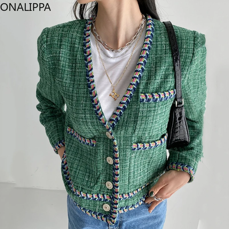 Женское твидовое пальто ONALIPPA с длинным рукавом, элегантный однобортный свободный жакет в французском ретро стиле с V-образным вырезом и ока...
Женское твидовое пальто ONALIPPA с длинным рукавом, элегантный однобортный свободный жакет в французском ретро стиле с V-образным вырезом и ока...