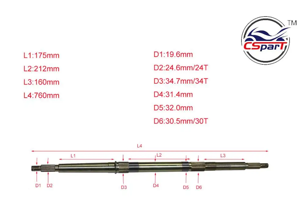 Kazuma 150cc 150 Dingo Quad Bike ATV Rear Axle 760MM 19.6mm