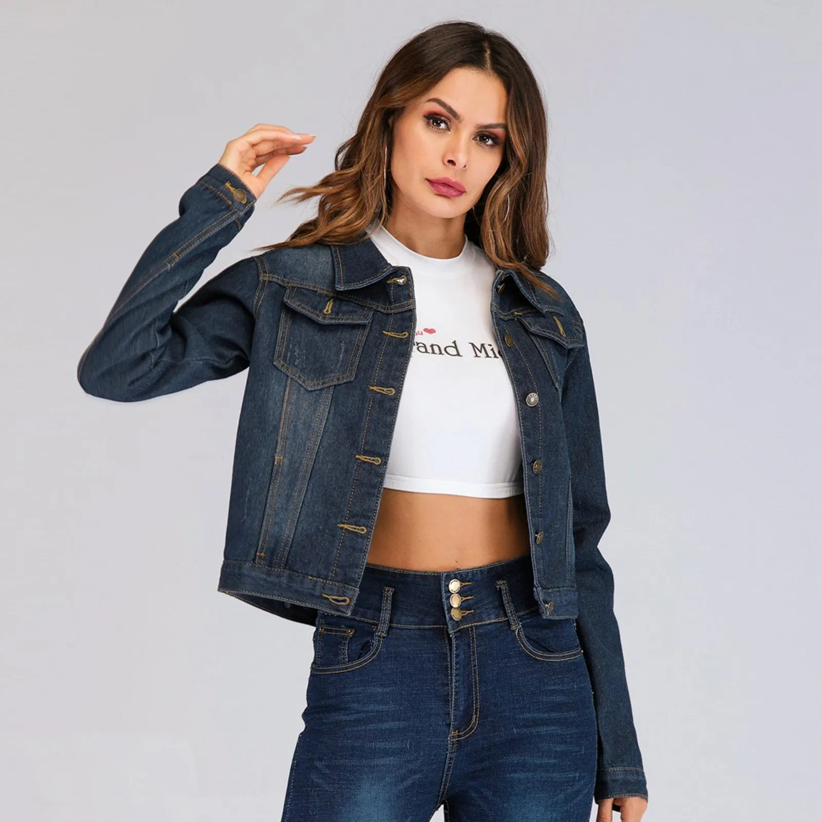 Korean Style All-match Denim Fashion Women's Jacket Womens Casual Long Sleeve Cardigan Jacket Lady Coat Jumper Slim Coat Short
Korean Style All-match Denim Fashion Women's Jacket Womens Casual Long Sleeve Cardigan Jacket Lady Coat Jumper Slim Coat Short