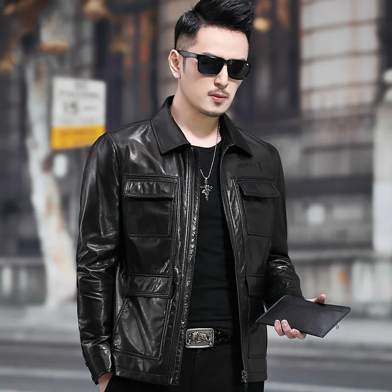 Mens Sheepskin Lapel Multi-Pocket Jacket Casual Genuine Leather Clothes Spring and Autumn Coat
Mens Sheepskin Lapel Multi-Pocket Jacket Casual Genuine Leather Clothes Spring and Autumn Coat