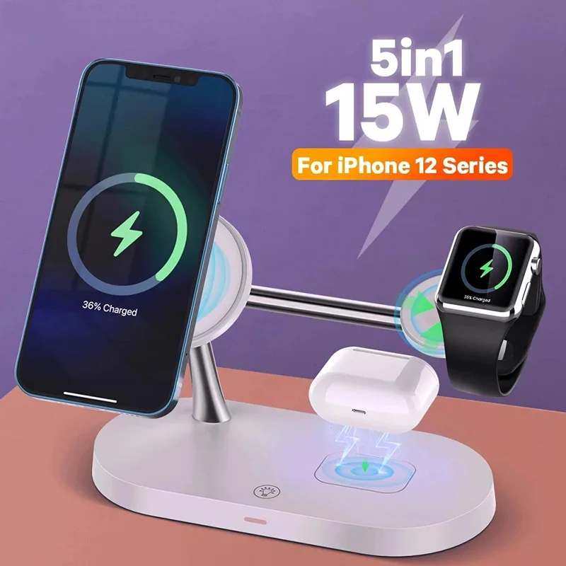 15W Magnetic Wireless Charger Holder 3 in 1 Smart Phone Fast Charging Dock Station For iPhone 12 11 Pro Max Apple Airpods Watch
15W Magnetic Wireless Charger Holder 3 in 1 Smart Phone Fast Charging Dock Station For iPhone 12 11 Pro Max Apple Airpods Watch