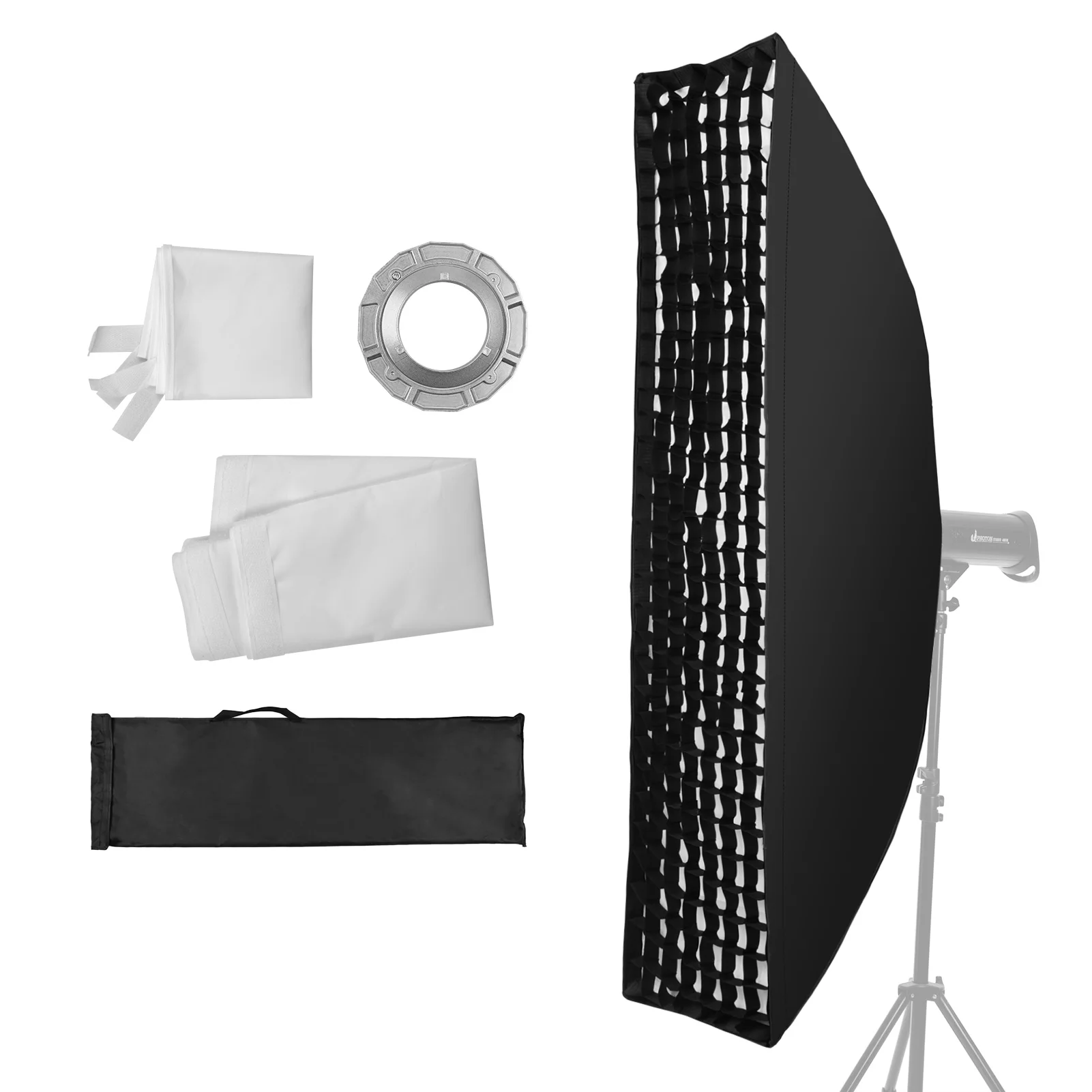14x63 inch Portable Photography Strip Softbox with Bowens Mount Removeable Diffuser for Studio Video Light Portrait Photography
14x63 inch Portable Photography Strip Softbox with Bowens Mount Removeable Diffuser for Studio Video Light Portrait Photography