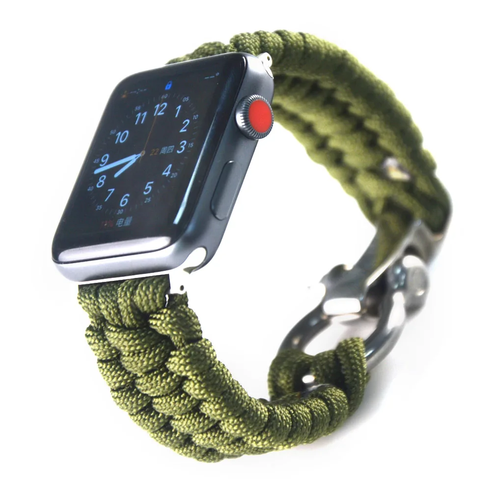 Ремешок нейлоновый для iwatch 42 мм 44 дюйма браслет Apple Watch SE 38 40 Series 6 5 4 3 2 1 Паракорд