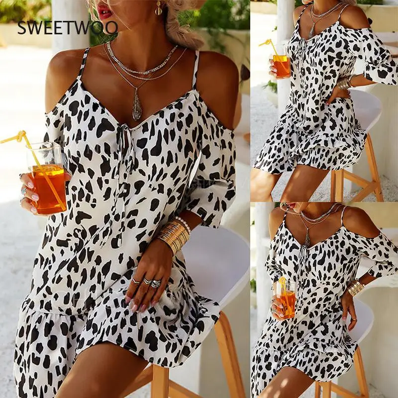 2021 Summer Dress Women's Sling Leopard Print Sexy V-Neck Lace Printed Puff Sleeve Loose Mini Dress Vestidos
2021 Summer Dress Women's Sling Leopard Print Sexy V-Neck Lace Printed Puff Sleeve Loose Mini Dress Vestidos