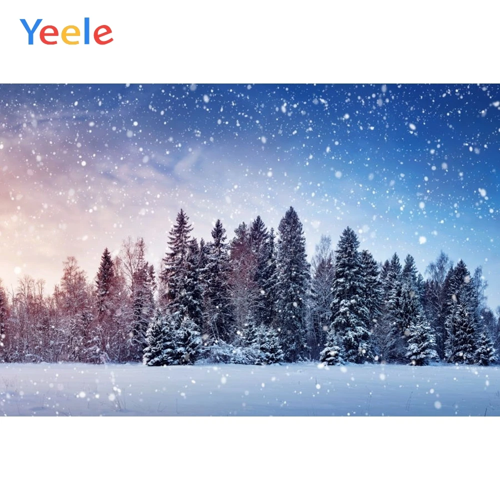 Рождественский фон Yeele зимняя елка снежный лес горы индивидуальная фотография