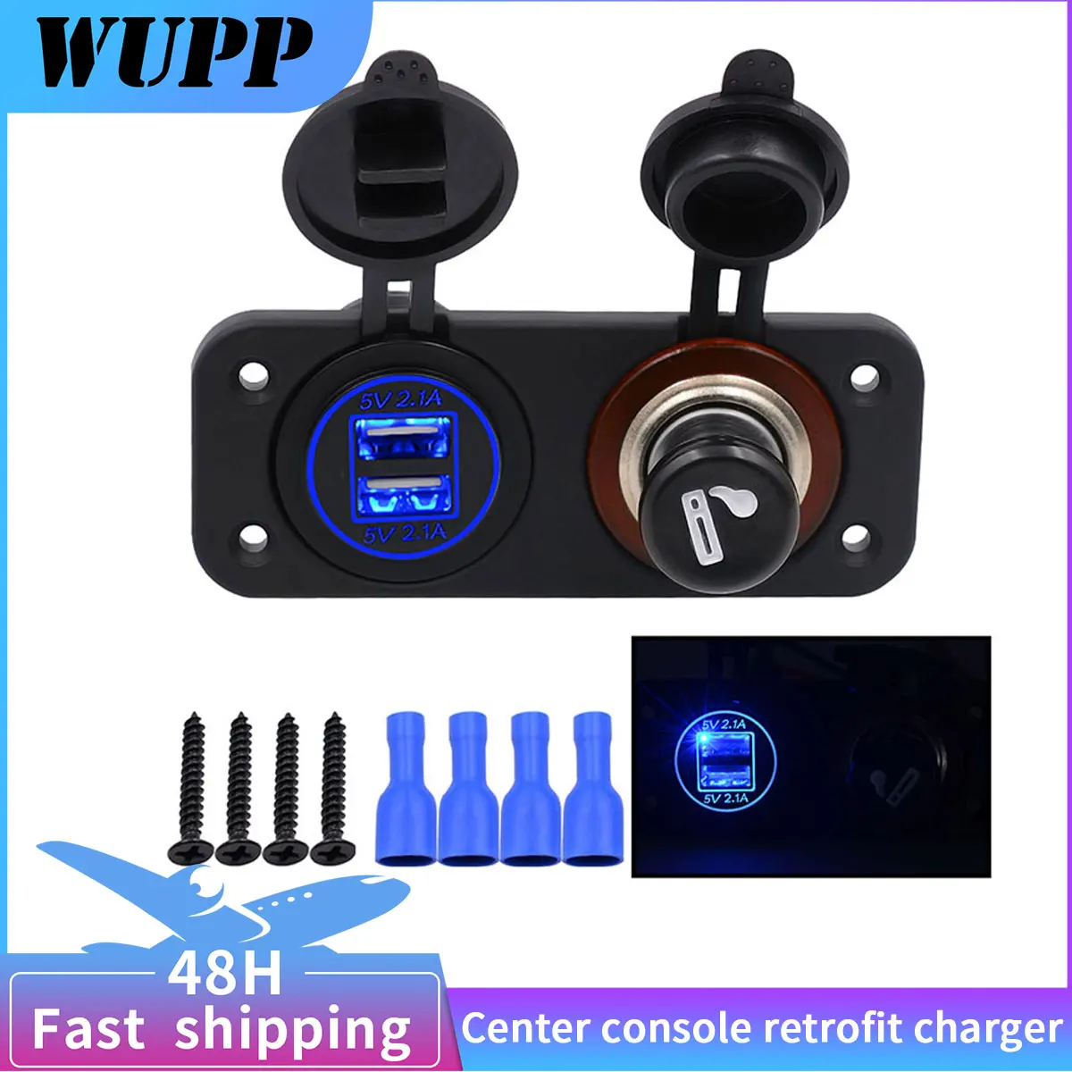 

WUPP DC 12/24V Cigarette Lighter With Switches Dual 4.2A USB Charging for Car Boat Truck Caravans Vehicles With Cigarette Butts