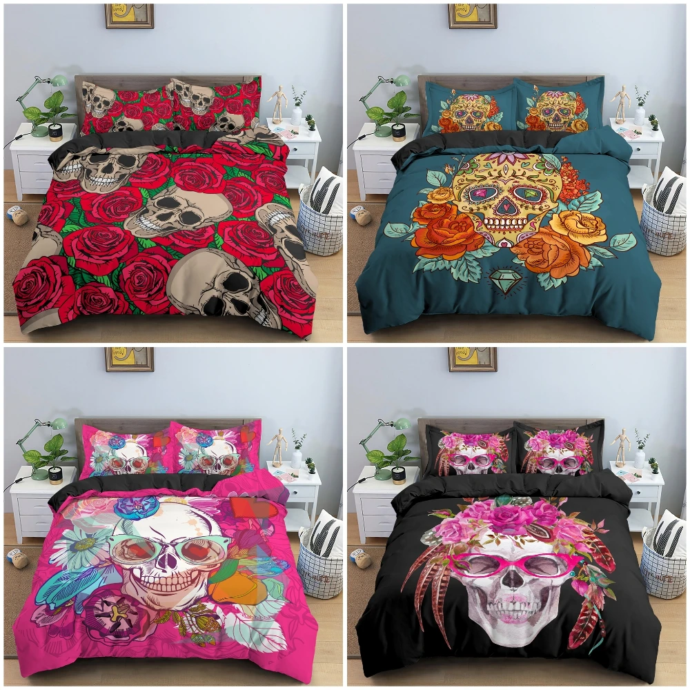 Skulls And Red Roses Bedding Set Terrorist Style Duvet Cover With Pillowcase Soft Quilt Cover Bedclothes Single Twin King Queen
Skulls And Red Roses Bedding Set Terrorist Style Duvet Cover With Pillowcase Soft Quilt Cover Bedclothes Single Twin King Queen