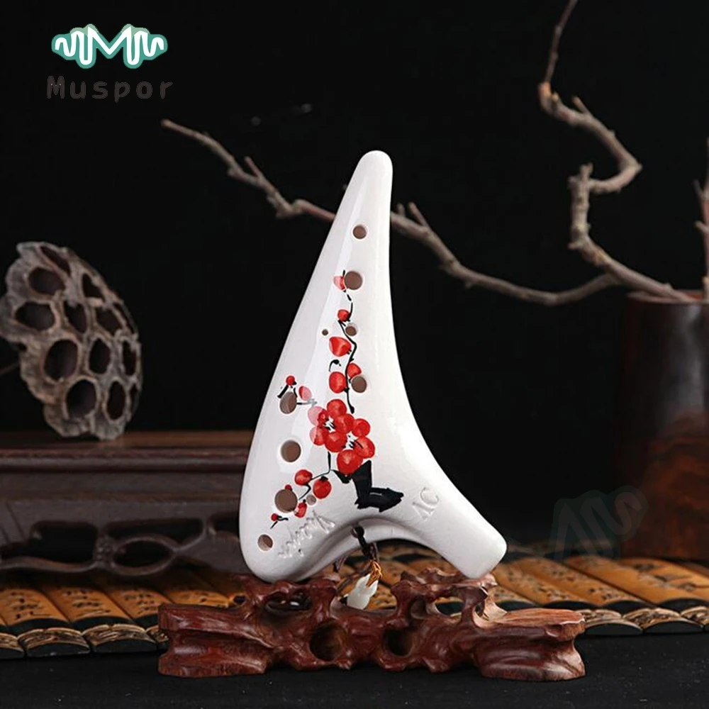 Фарфоровая флейта Ocarina 12 отверстий Alto C Ac музыкальный инструмент красный сливовый