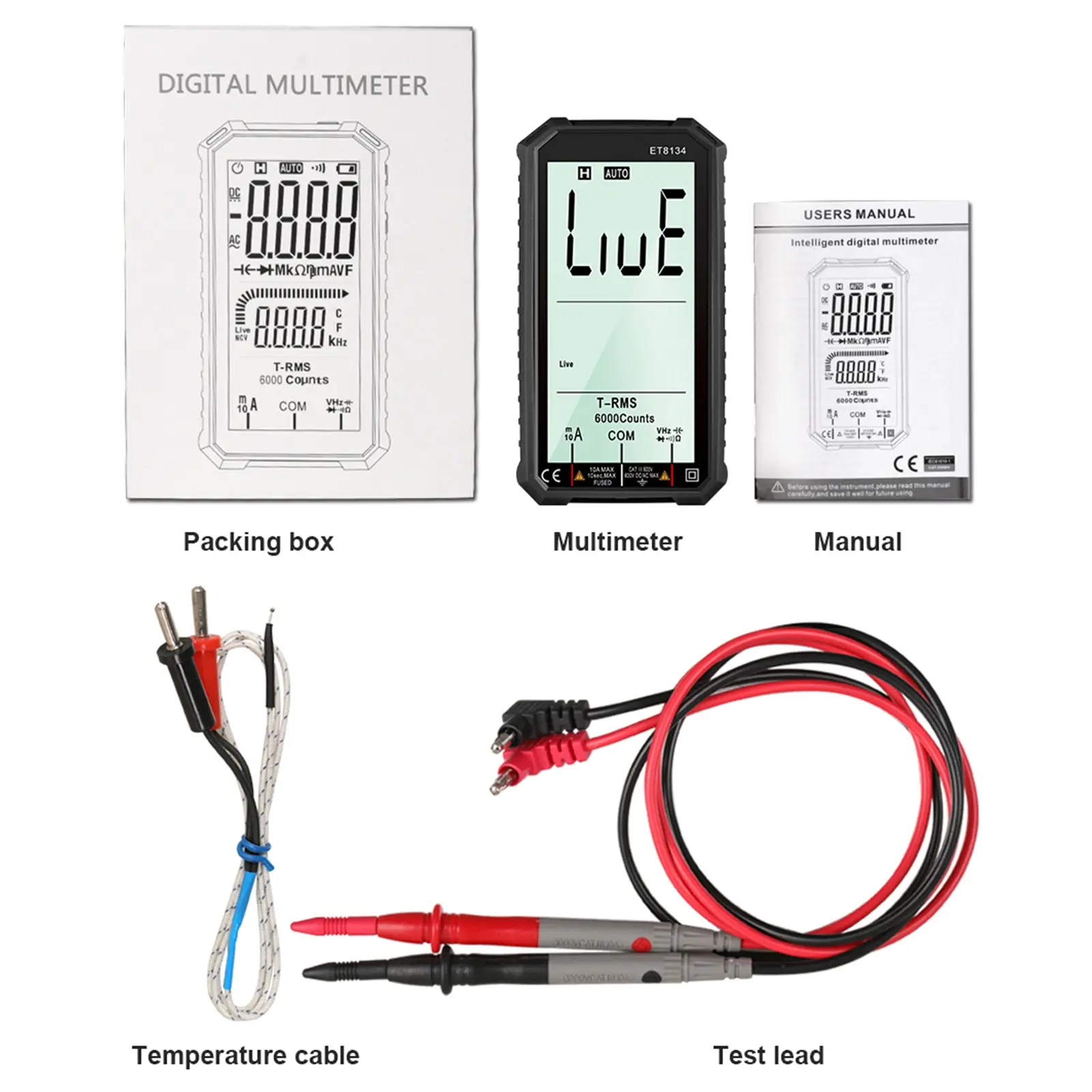 ET8134 LCD Multimeter Digital Multimeter 4.7 Inch Direct Current Voltage Current Ac Voltage Current Measurement Machine Tools
ET8134 LCD Multimeter Digital Multimeter 4.7 Inch Direct Current Voltage Current Ac Voltage Current Measurement Machine Tools