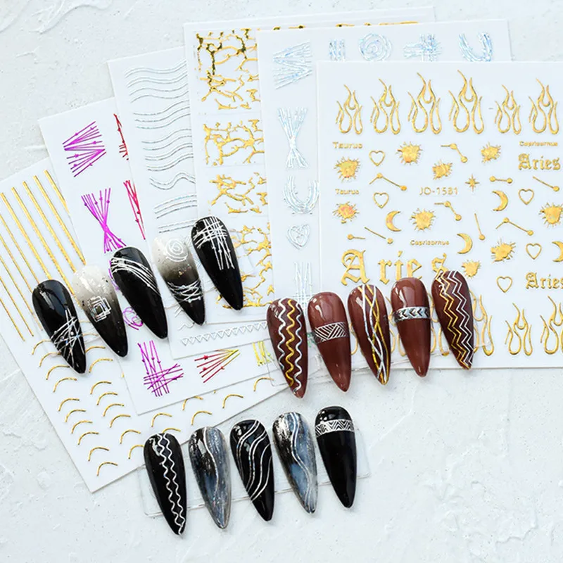 Newest Fluorescent Bule Orange Laser Gold French Line design DIY Decoration Tips Decal stamping back glue nail art sticke 1572
Newest Fluorescent Bule Orange Laser Gold French Line design DIY Decoration Tips Decal stamping back glue nail art sticke 1572