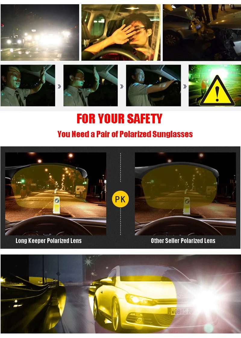 Очки для ночного вождения LongKeeper антибликовые очки безопасного солнцезащитные с