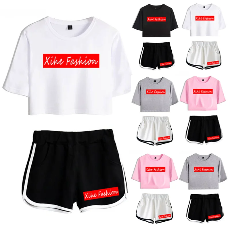 Fashion Women Sport Cropped Tops and Pants 2 Pieces Suit Girls Short Sleeve Jogging Tracksuit Summer Printed T-shirt and Shorts
Fashion Women Sport Cropped Tops and Pants 2 Pieces Suit Girls Short Sleeve Jogging Tracksuit Summer Printed T-shirt and Shorts