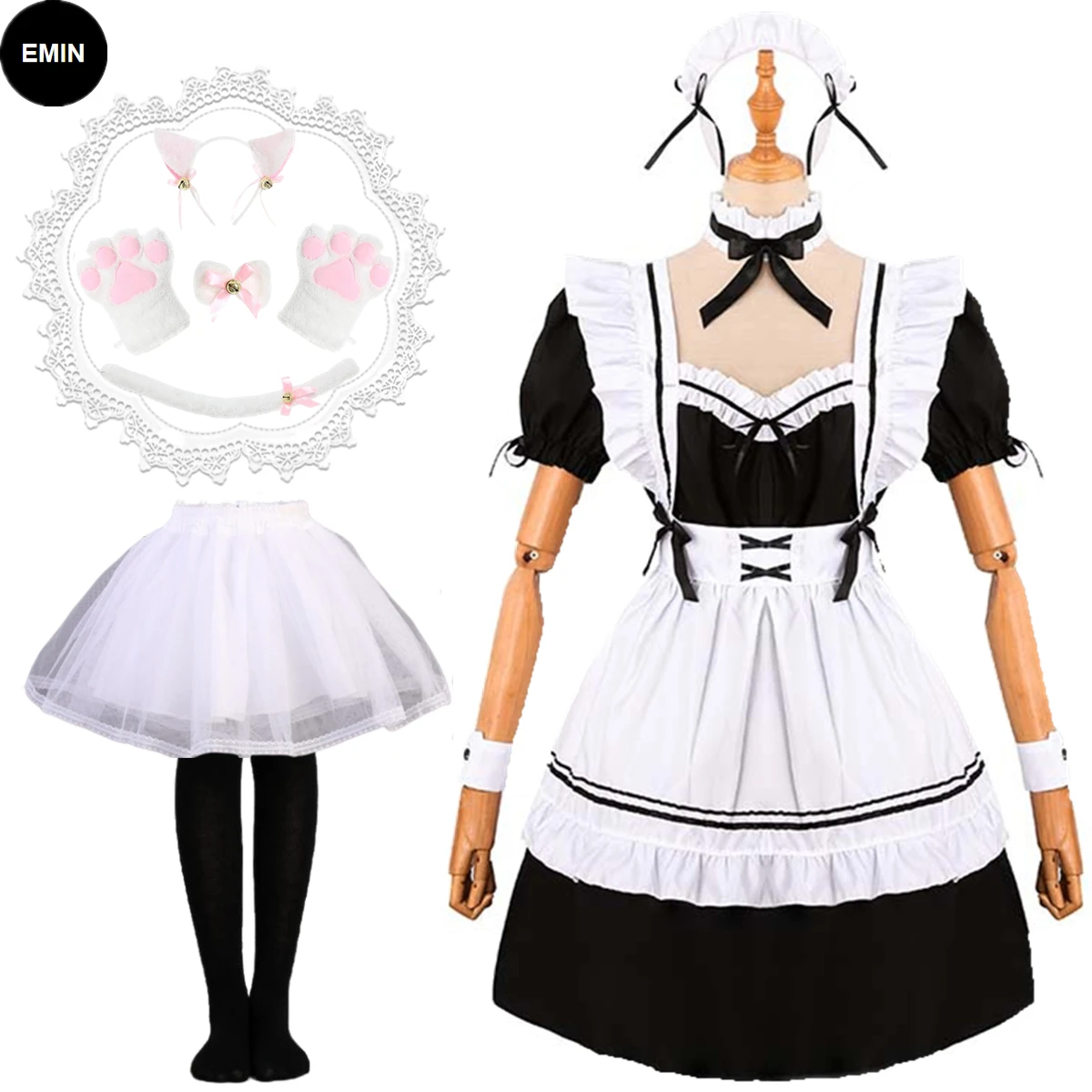 Black Cute Lolita Maid Costumes Girls Women Lovely Maid Cosplay Halloween Costume Animation Outfit Dress Clothes and Headband
Black Cute Lolita Maid Costumes Girls Women Lovely Maid Cosplay Halloween Costume Animation Outfit Dress Clothes and Headband