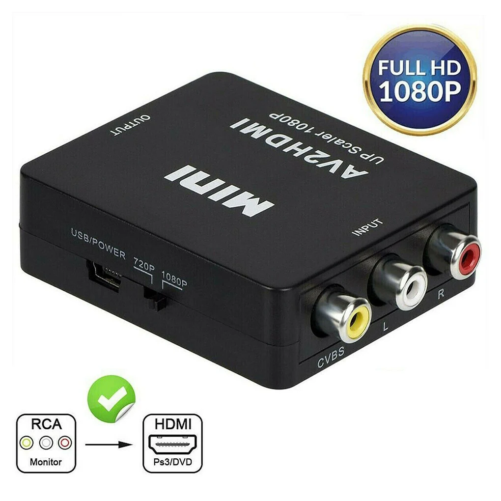 AV to HD Converter Composite CVBS Video Adapter 720p 1080p 60Hz Portable Converter
AV to HD Converter Composite CVBS Video Adapter 720p 1080p 60Hz Portable Converter