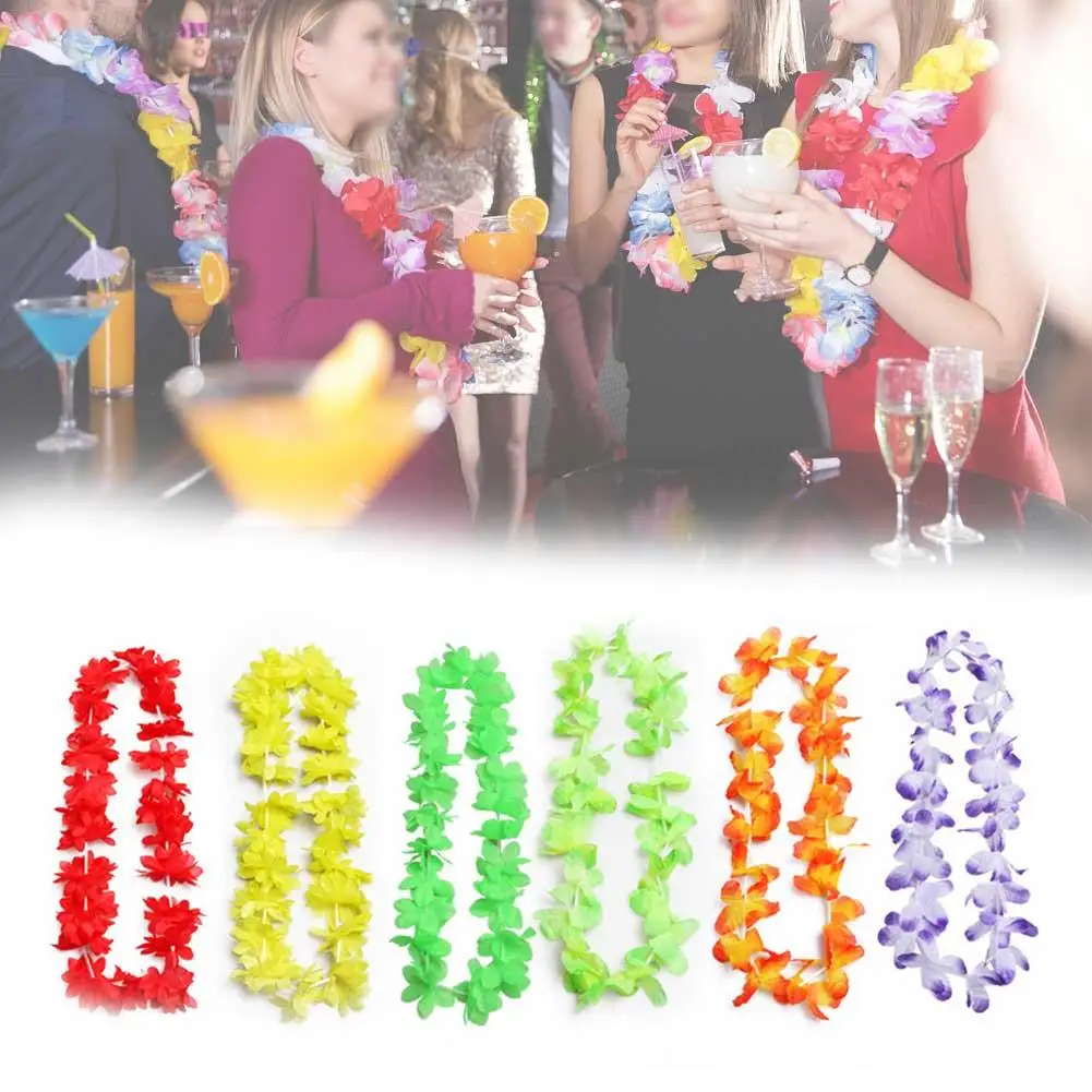 

50 шт. Гавайский венок, гирлянда, искусственное ожерелье, Гавайские цветы, Leis для вечеринки, праздника, свадьбы, пляжа, дня рождения, Забавный ...