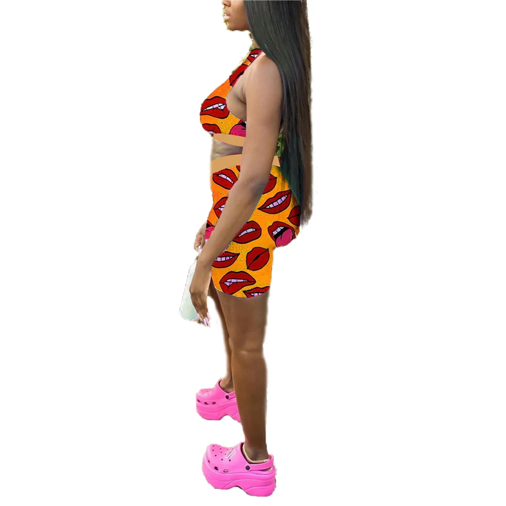 2020 New Tracksuit For Women Lip Print Two Piece Set Casual 2 Pcs Outfits Sleeveless Tshirts Short Pants Suits Matching Set
2020 New Tracksuit For Women Lip Print Two Piece Set Casual 2 Pcs Outfits Sleeveless Tshirts Short Pants Suits Matching Set