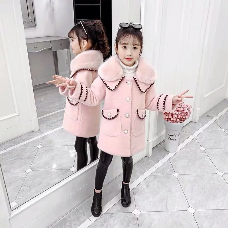 Winter Woolen Jacket For Girl New 2021 Korean Version Mink Velvet Thickening Coat Mid-Length Lapel Casual Children's Clothing
Winter Woolen Jacket For Girl New 2021 Korean Version Mink Velvet Thickening Coat Mid-Length Lapel Casual Children's Clothing