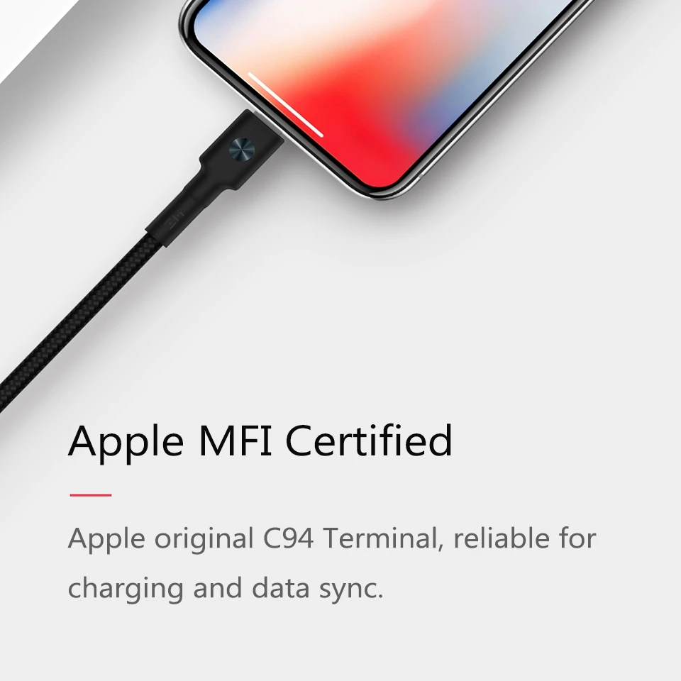 Оригинальный сертифицированный usb кабель ZMI MFI с разъемом lightning для iPhone 12 11 xs xr 8 7 6 5