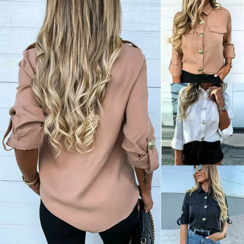 Women Casual Blouse Style Shirts Fashion Button Decoration Full Sleeve Length Solid Pattern Turn-down Collar Regular Clothing
Women Casual Blouse Style Shirts Fashion Button Decoration Full Sleeve Length Solid Pattern Turn-down Collar Regular Clothing