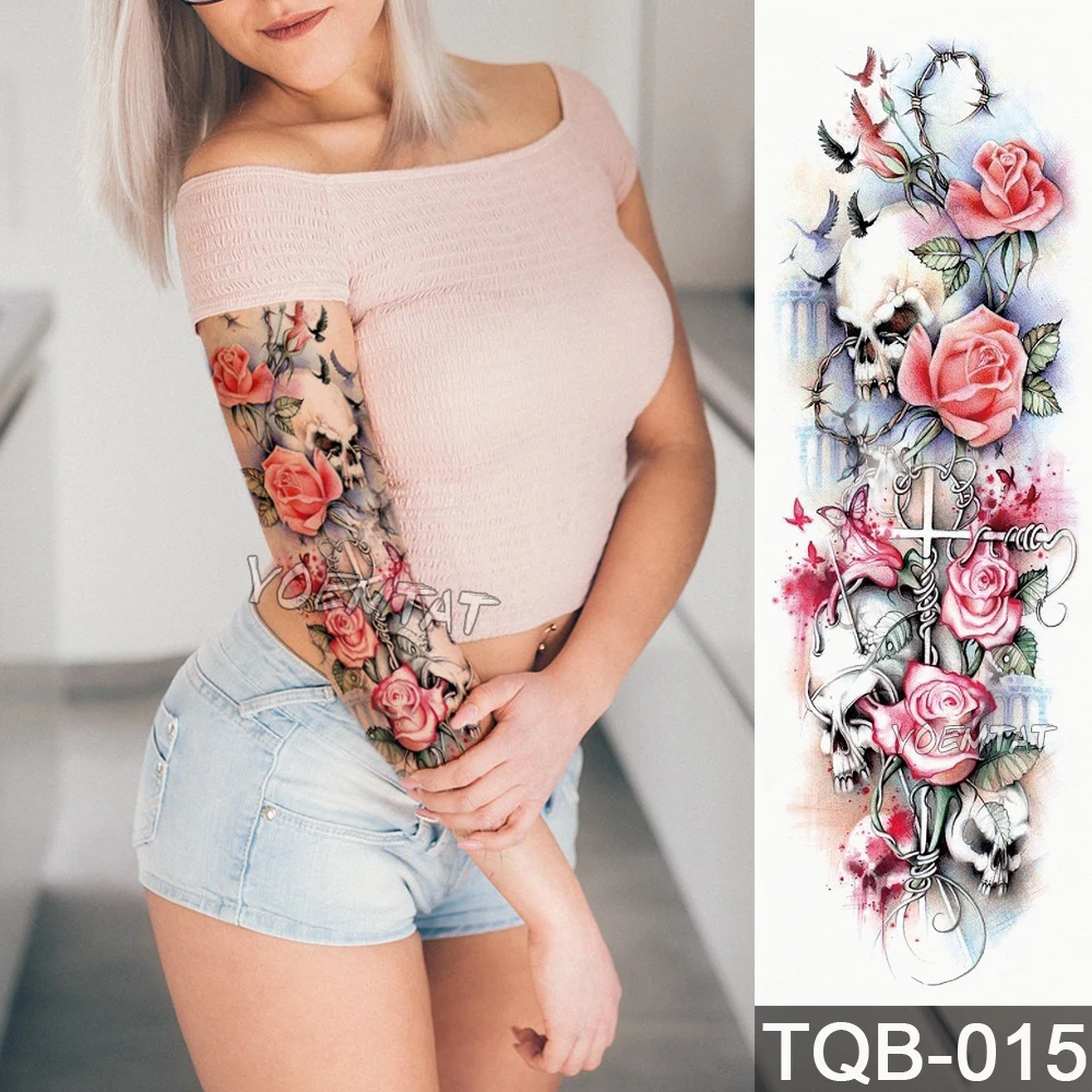 NEW 48*17cm Full Flower Arm Tattoo Sticker Wolf owl rose flower Temporary Body paint Water Transfer fake Tatoo sleeve
NEW 48*17cm Full Flower Arm Tattoo Sticker Wolf owl rose flower Temporary Body paint Water Transfer fake Tatoo sleeve