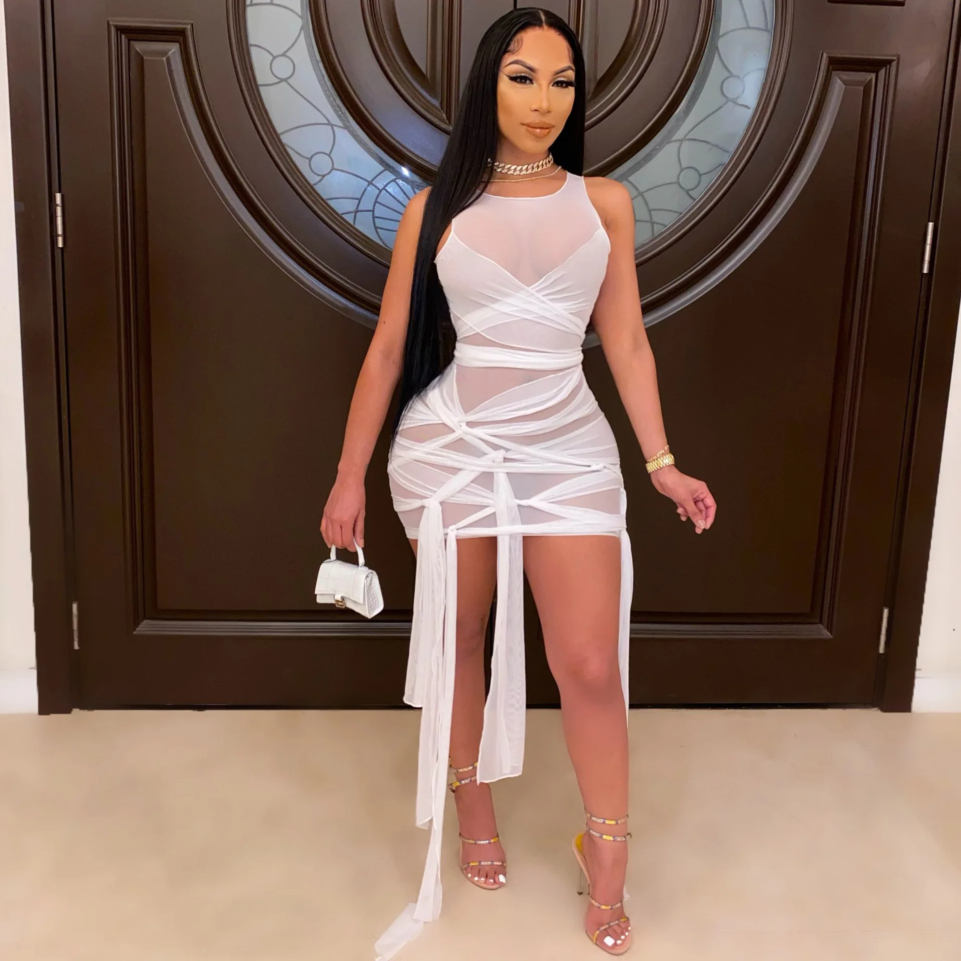 Hirigin, сетчатые прозрачные облегающие вечерние платья с лентами, женская сексуальная клубная одежда, мини-платье, однотонные женские наряды ...
Hirigin, сетчатые прозрачные облегающие вечерние платья с лентами, женская сексуальная клубная одежда, мини-платье, однотонные женские наряды ...