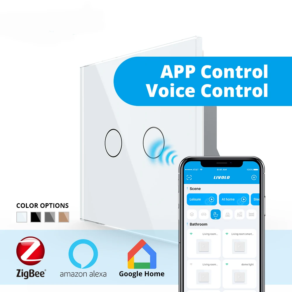 New Livolo EU Standard, Smart Switch Wifi ,2 Gang APP Control, Zigbee Wall Light Touch Switch for Google Home ,Alexa,Yandex
New Livolo EU Standard, Smart Switch Wifi ,2 Gang APP Control, Zigbee Wall Light Touch Switch for Google Home ,Alexa,Yandex