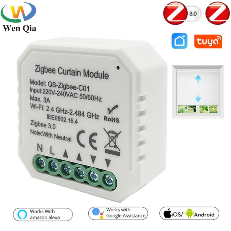 Tuya Smart Life Zigbee Curtain Switch Module Compatible with Google Home Alexa APP Remote Control for Roller Shutter Blind Motor
Tuya Smart Life Zigbee Curtain Switch Module Compatible with Google Home Alexa APP Remote Control for Roller Shutter Blind Motor