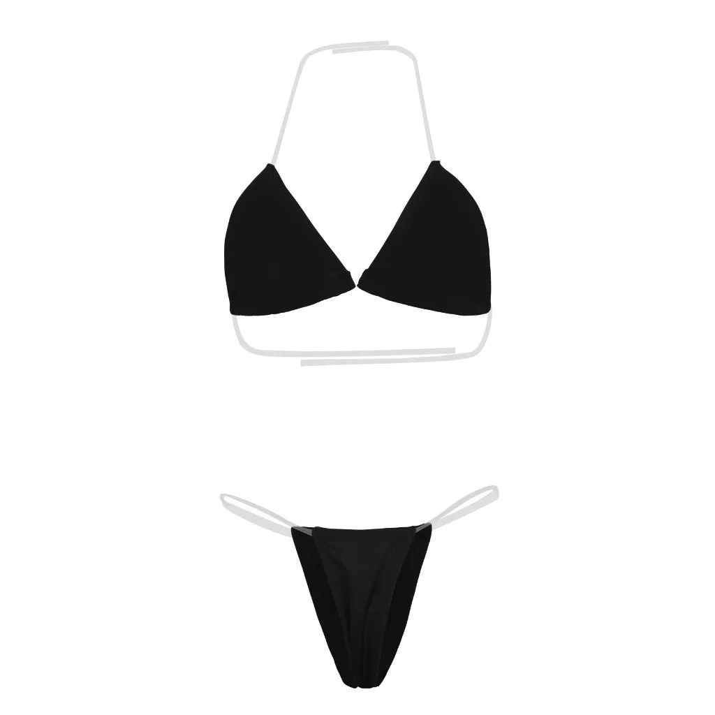 Sexy Bikini Set Solid Color Halter Micro Swimwear Women Tansparent Strap Push Up Bikini latex Bikinis 2020 Mujer Swimsuit
Sexy Bikini Set Solid Color Halter Micro Swimwear Women Tansparent Strap Push Up Bikini latex Bikinis 2020 Mujer Swimsuit