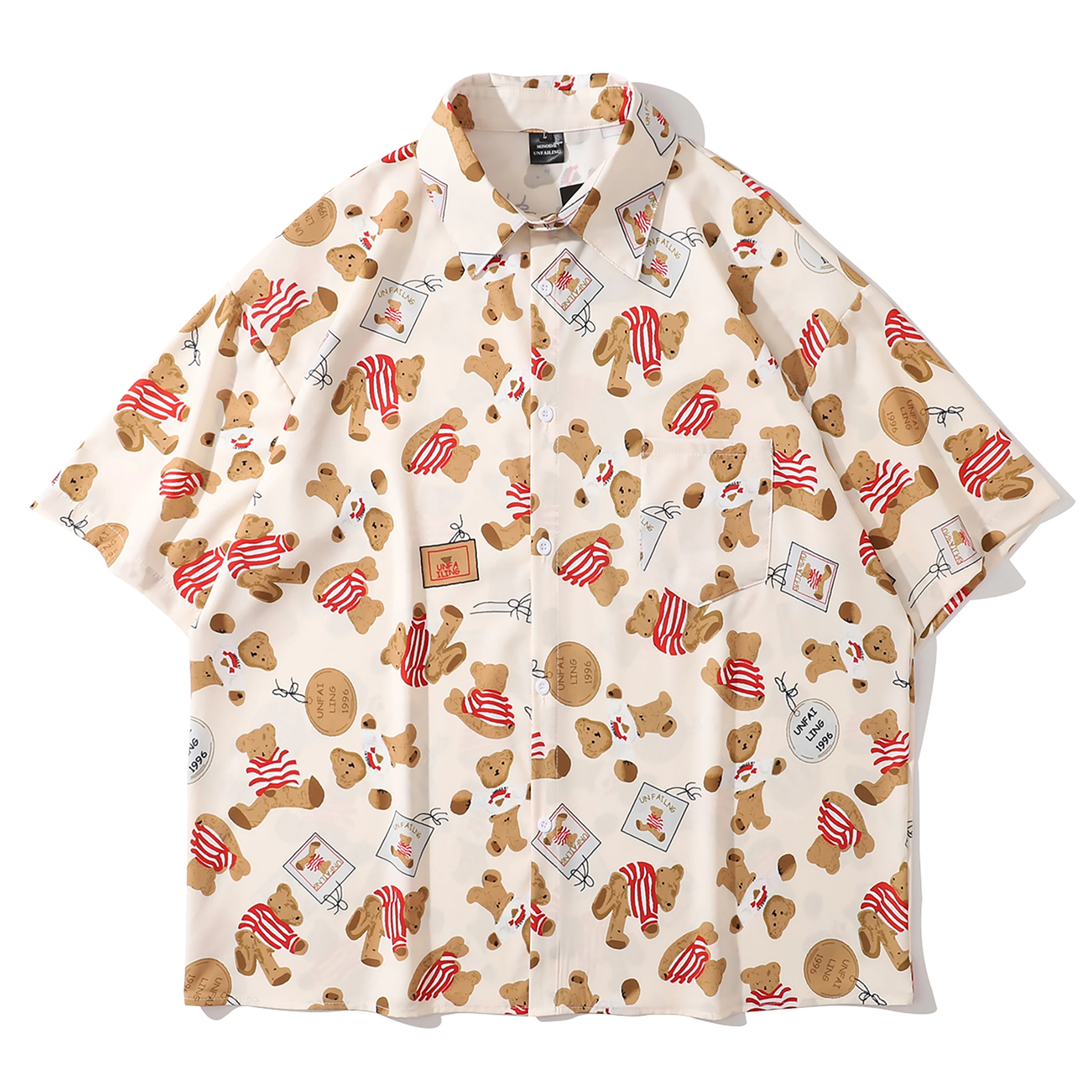 Summer Cartoon Shirt Men Women Casual Doll Bear Print Short Sleeve Shirts Beach Style Loose Puls Size Blouse Top
Summer Cartoon Shirt Men Women Casual Doll Bear Print Short Sleeve Shirts Beach Style Loose Puls Size Blouse Top
