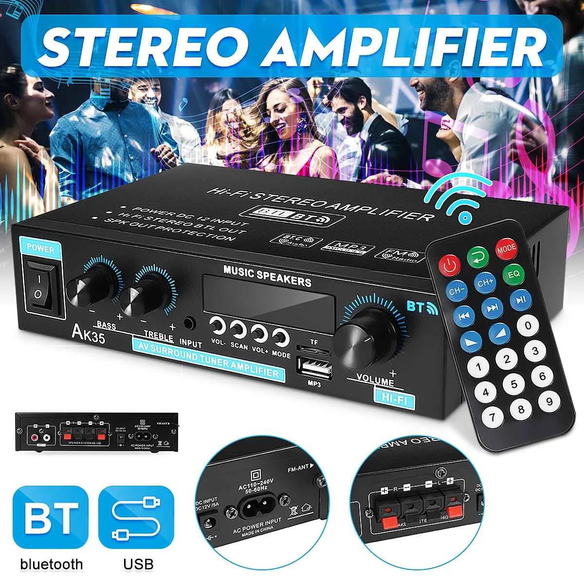 800W Stereo Remote Control Surround Sound Multifunctional Digital Amplifier Dual Channel Mini HIFI Support TF Card bluetooth 5.0
800W Stereo Remote Control Surround Sound Multifunctional Digital Amplifier Dual Channel Mini HIFI Support TF Card bluetooth 5.0