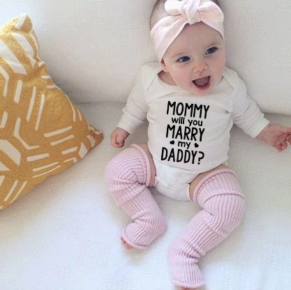 

Mommy Will You Marry My Daddy Newborn Infant Baby Boy Girls Funny Romper Autumn Long Sleeve Jumpsuit Playsuit